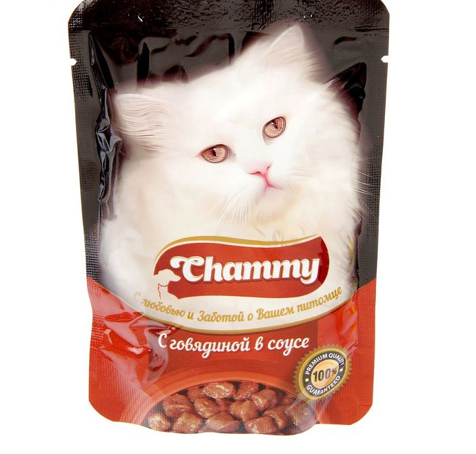 Корм Чамми жидкий пауч 85 гр  для кошек различные вкусы