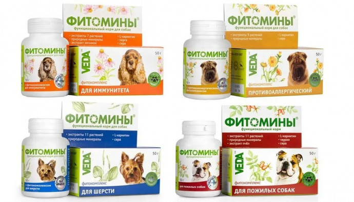 Витамины "Фитомины в ассортименте "для собак и кошек 100 таблеток
