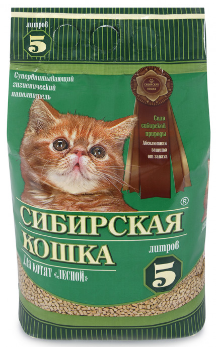 Наполнитель Сибирская кошка для котят лесной 5 литров